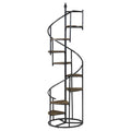 Rustic Brown and Black 8 Shelf Staircase Bookcase 8 or more-brown-ladder-horizontal-office-open