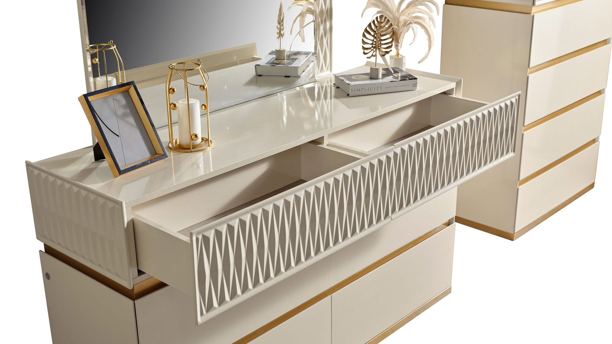 Delfano Modern Style 6 Drawer Dresser Made with Wood beige-bedroom-contemporary-modern-solid