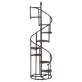 Rustic Brown and Black 8 Shelf Staircase Bookcase 8 or more-brown-ladder-horizontal-office-open