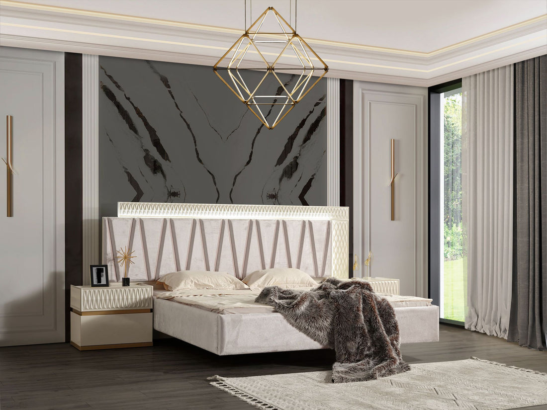 Delfano Modern Style Queen Bed Made with Wood in