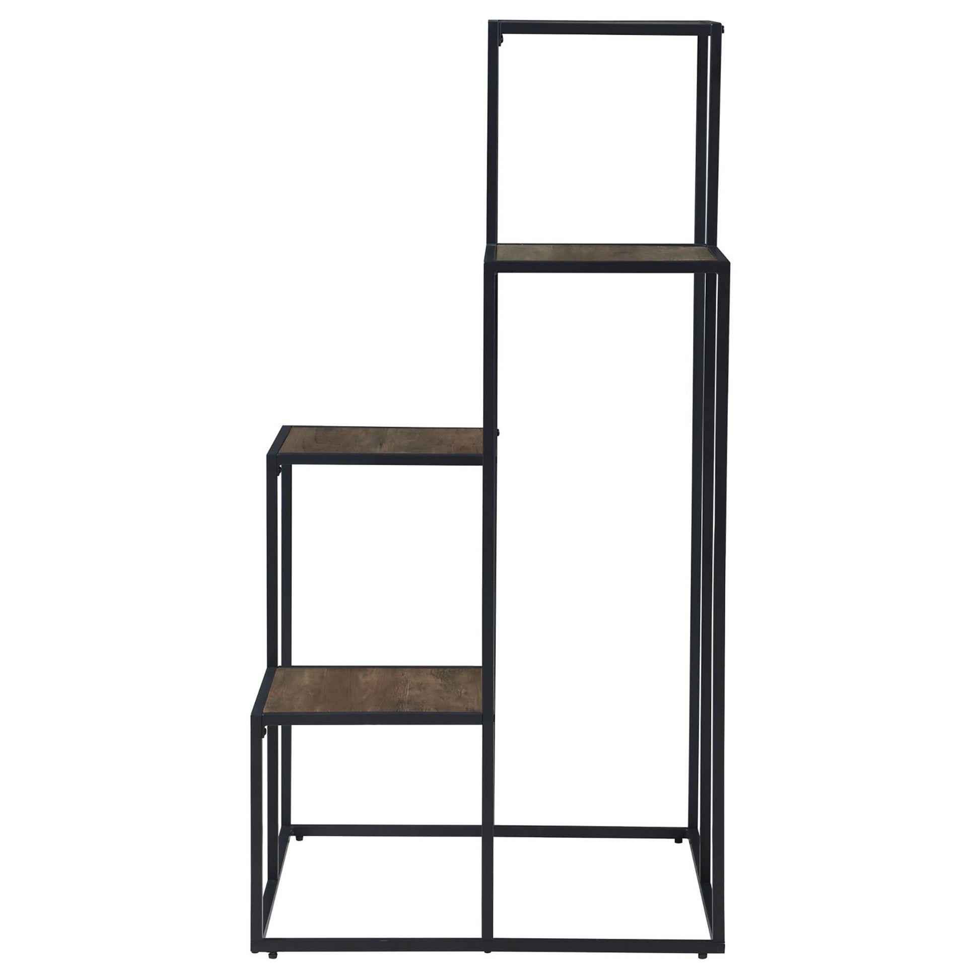 Rustic Brown and Black 4 Tier Display Shelf 4-black-brown-primary living space-open