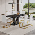 A modern luxurious large black dining table, striped black-mdf