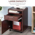 Mobile Storage Cabinet Organizer with Drawer and brown-particle board