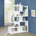 White and Chrome 5 Tier Geometric Bookcase 5-white-geometric-horizontal-office-open