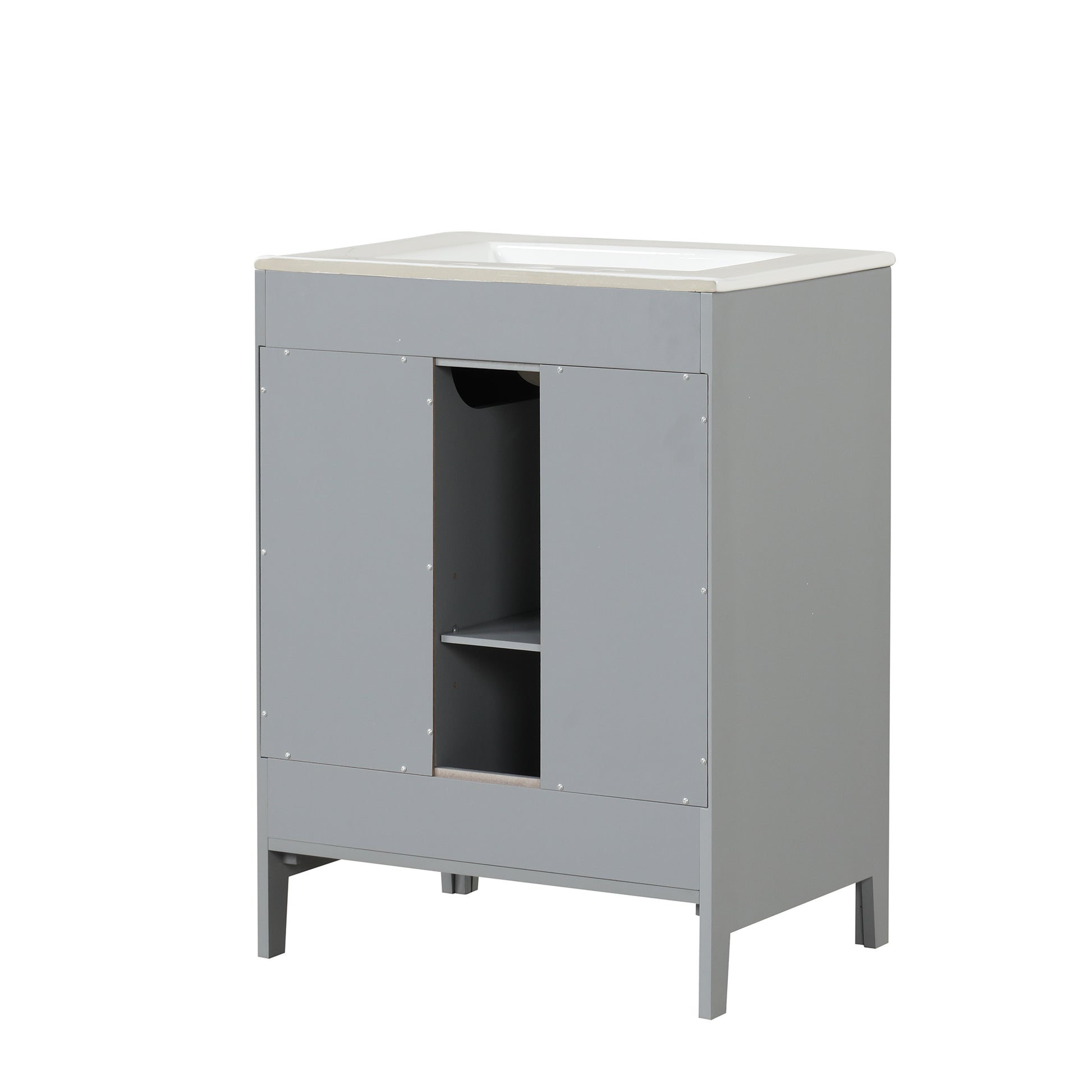 24" Bathroom Vanity with Sink, Bathroom Vanity Cabinet grey-solid wood+mdf