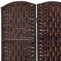 6' Tall Wicker Weave 3 Panel Room Divider Privacy brown-wood