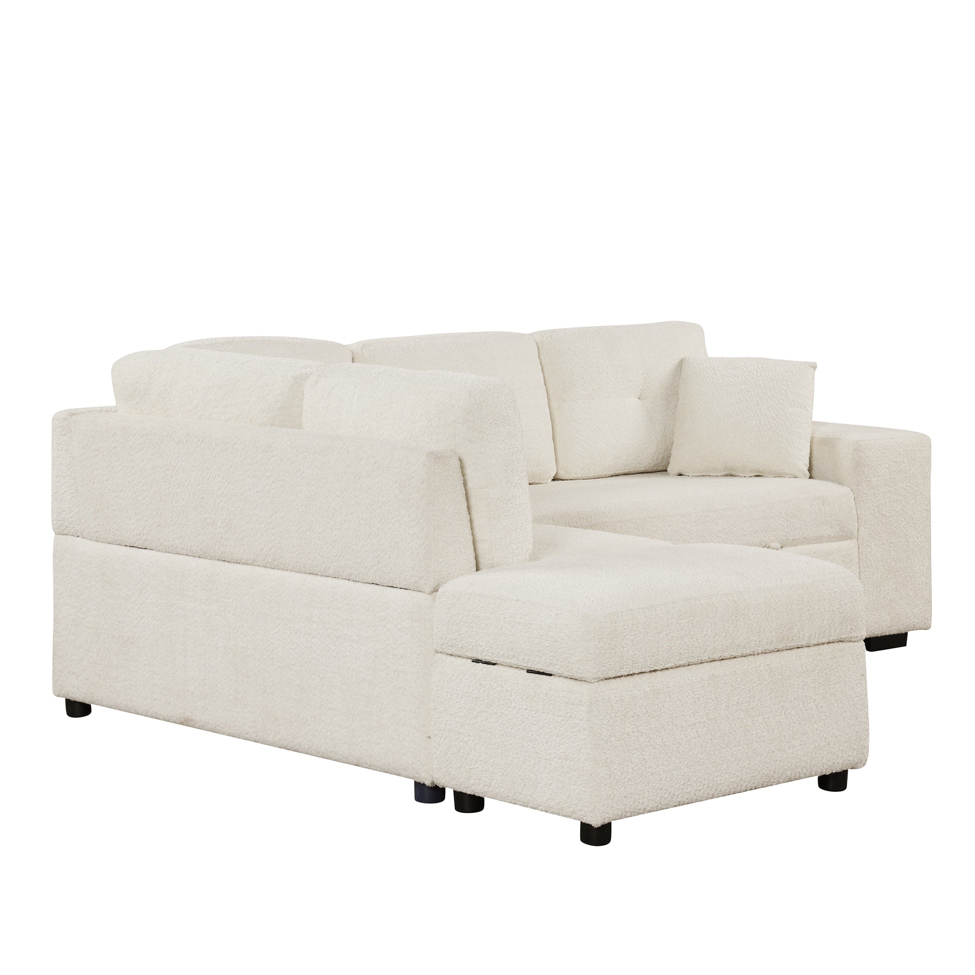 87.7" Convertible Sleeper, Sectional Pull Out Sofa Bed cream-chenille