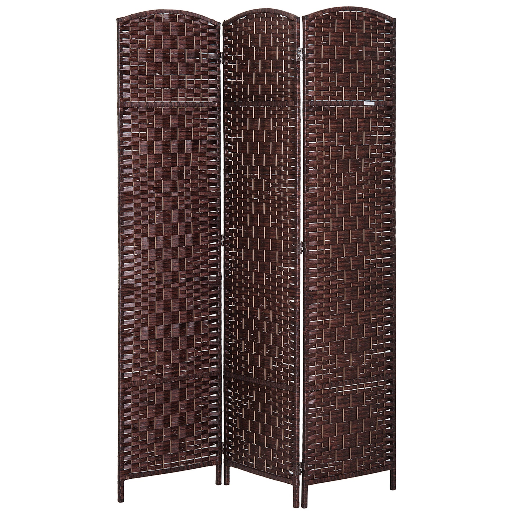 6' Tall Wicker Weave 3 Panel Room Divider Privacy brown-wood