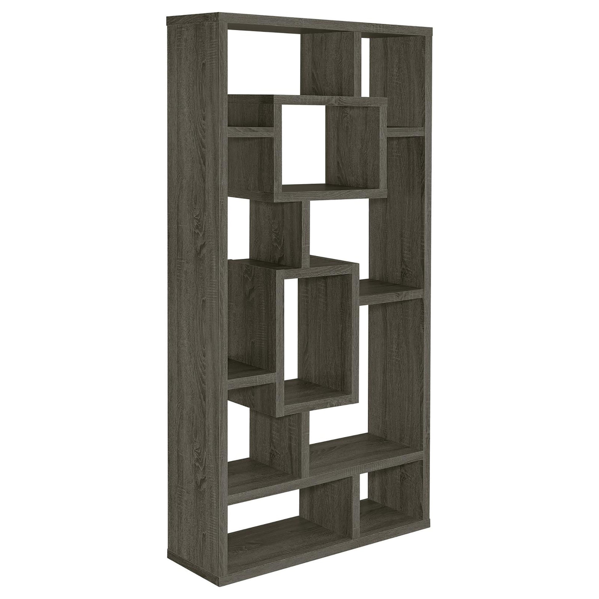 Weathered Grey 10 Shelf Open Back Bookcase