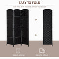 6' Tall Wicker Weave 3 Panel Room Divider Privacy black-wood