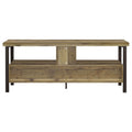 Weathered Pine and Dark Bronze 2 Drawer TV Console brown-primary living space-50-59 inches-60-69