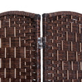 6' Tall Wicker Weave 4 Panel Room Divider Privacy brown-wood