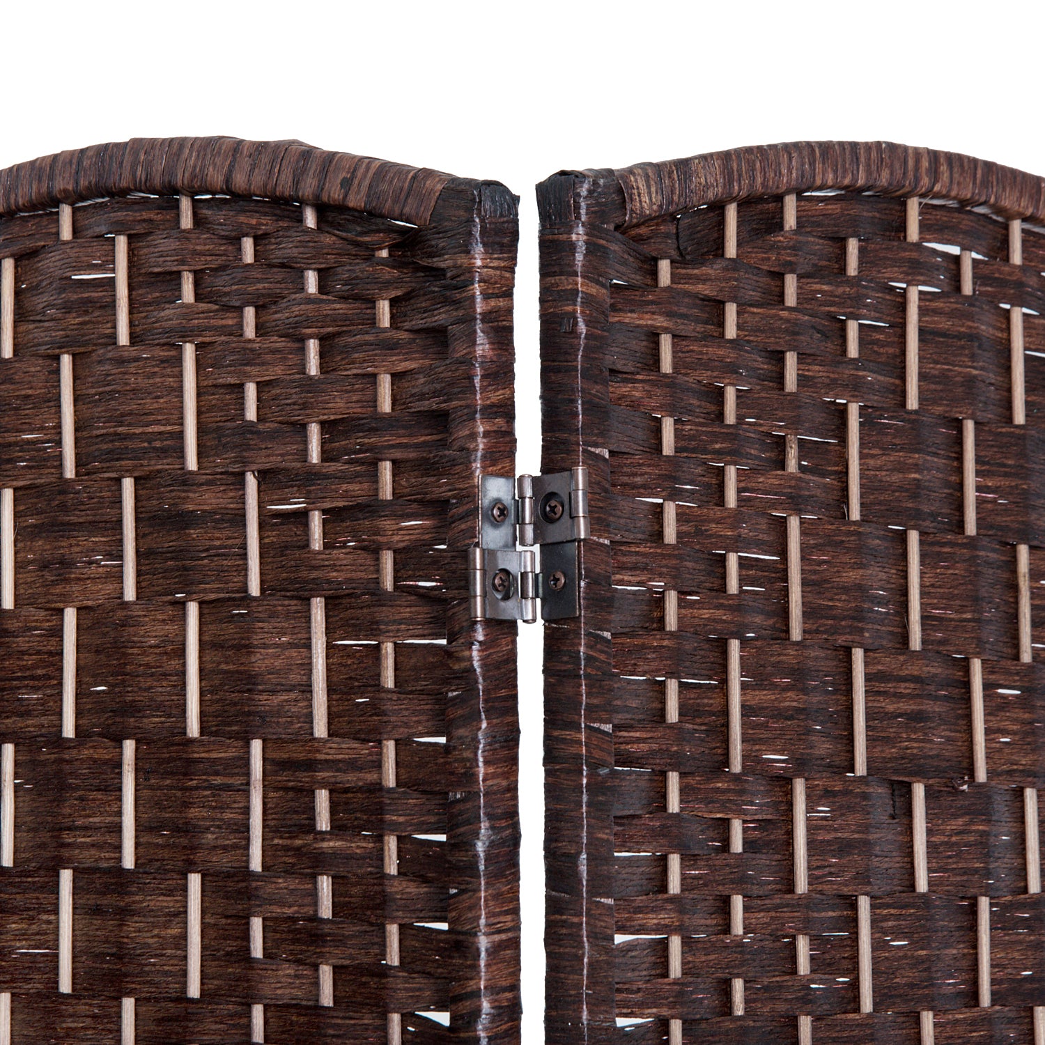 6' Tall Wicker Weave 4 Panel Room Divider Privacy brown-wood