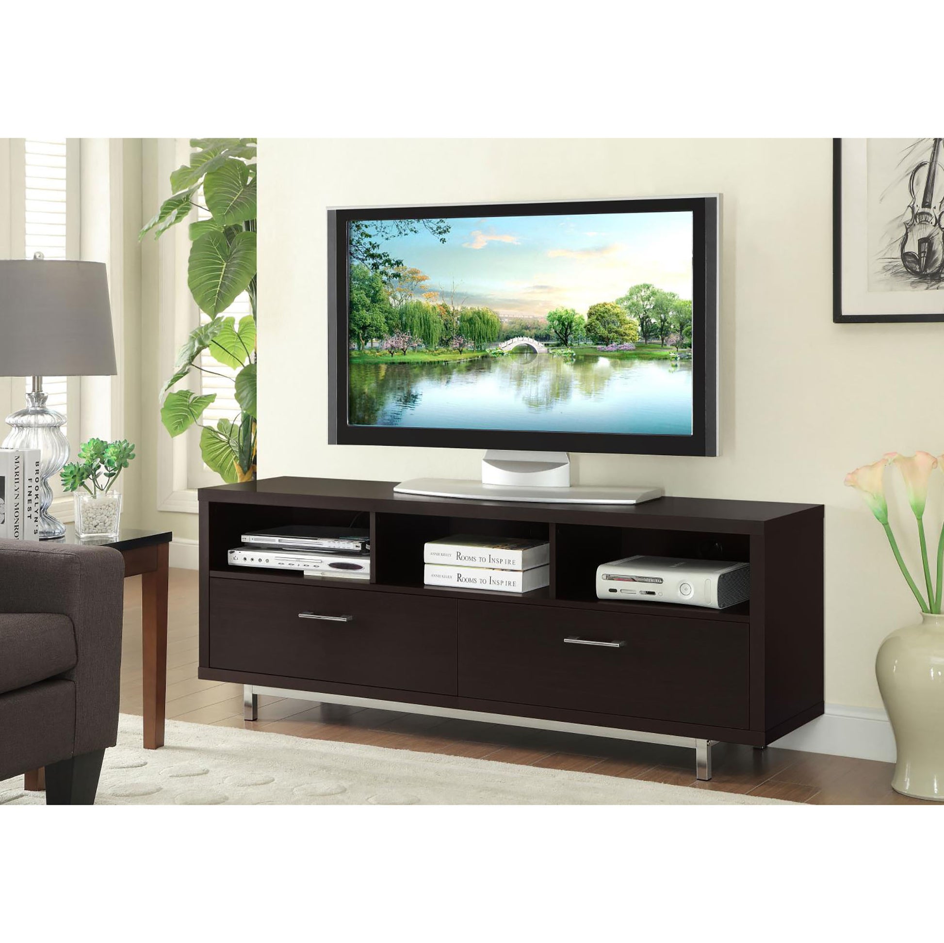 Cappuccino 60 inch Drawer Storage Tv Console