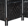 6' Tall Wicker Weave 3 Panel Room Divider Privacy black-wood