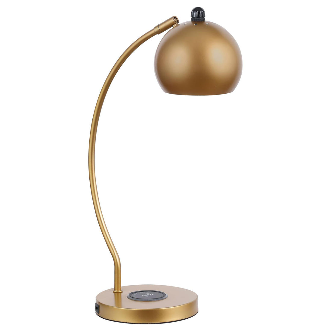 Gold Dome Shade Table Lamp with Curved Neck