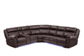 Aviator Modern Style Recliner Sectional Sofa made with brown-faux leather-wood-primary living