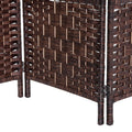 6' Tall Wicker Weave 4 Panel Room Divider Privacy brown-wood