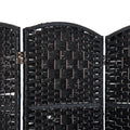 6' Tall Wicker Weave 3 Panel Room Divider Privacy black-wood