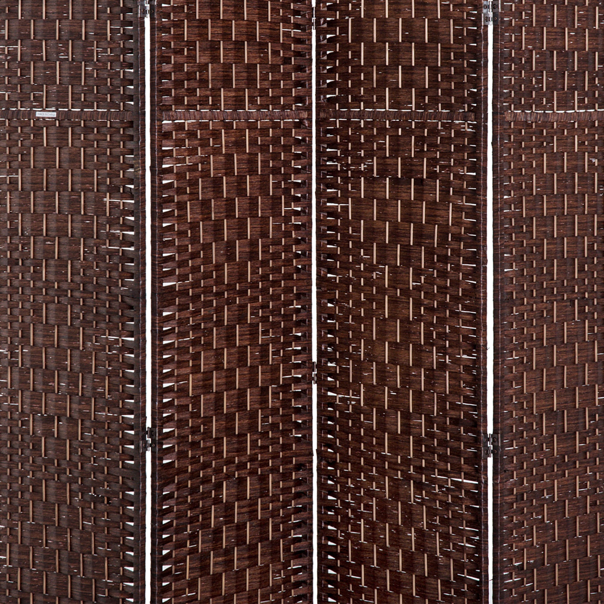 6' Tall Wicker Weave 4 Panel Room Divider Privacy brown-wood