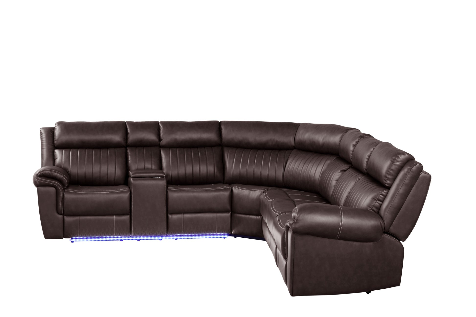 Aviator Modern Style Recliner Sectional Sofa made with brown-faux leather-wood-primary living