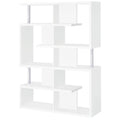 White and Chrome 5 Tier Geometric Bookcase 5-white-geometric-horizontal-office-open