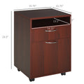 Mobile Storage Cabinet Organizer with Drawer and brown-particle board