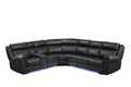 Aviator Modern Style Recliner Sectional Sofa made with black-faux leather-wood-primary living