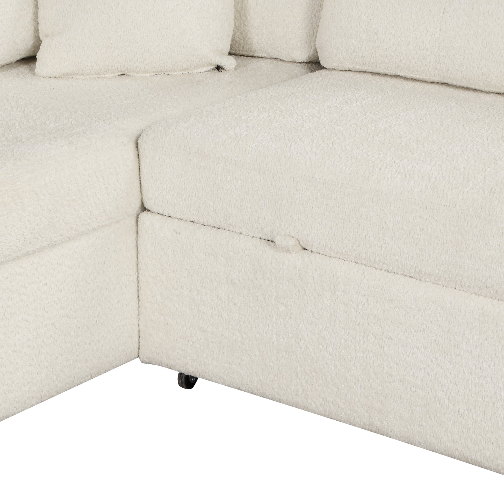 87.7" Convertible Sleeper, Sectional Pull Out Sofa Bed cream-chenille