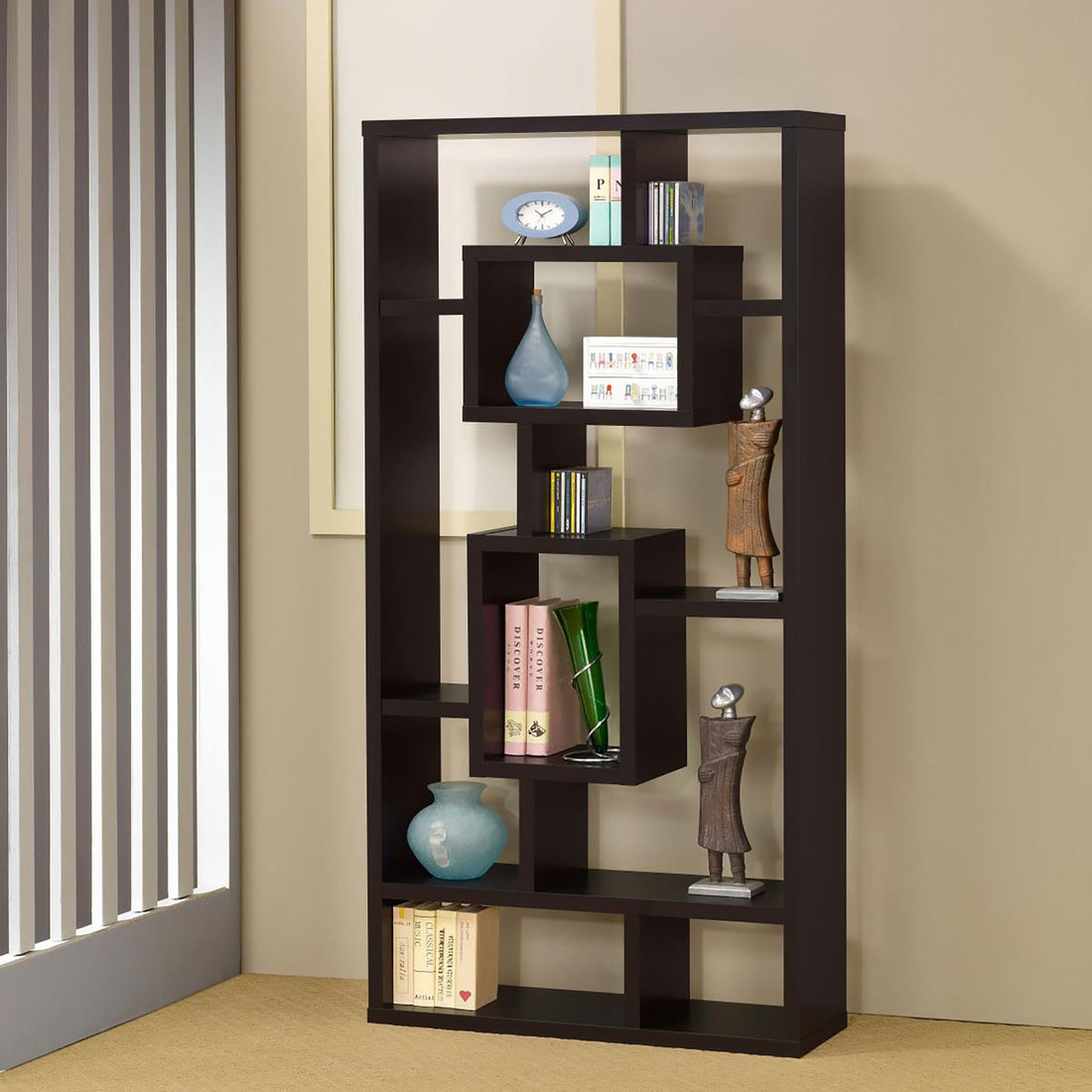 Cappuccino 10 Shelf Open Back Bookcase