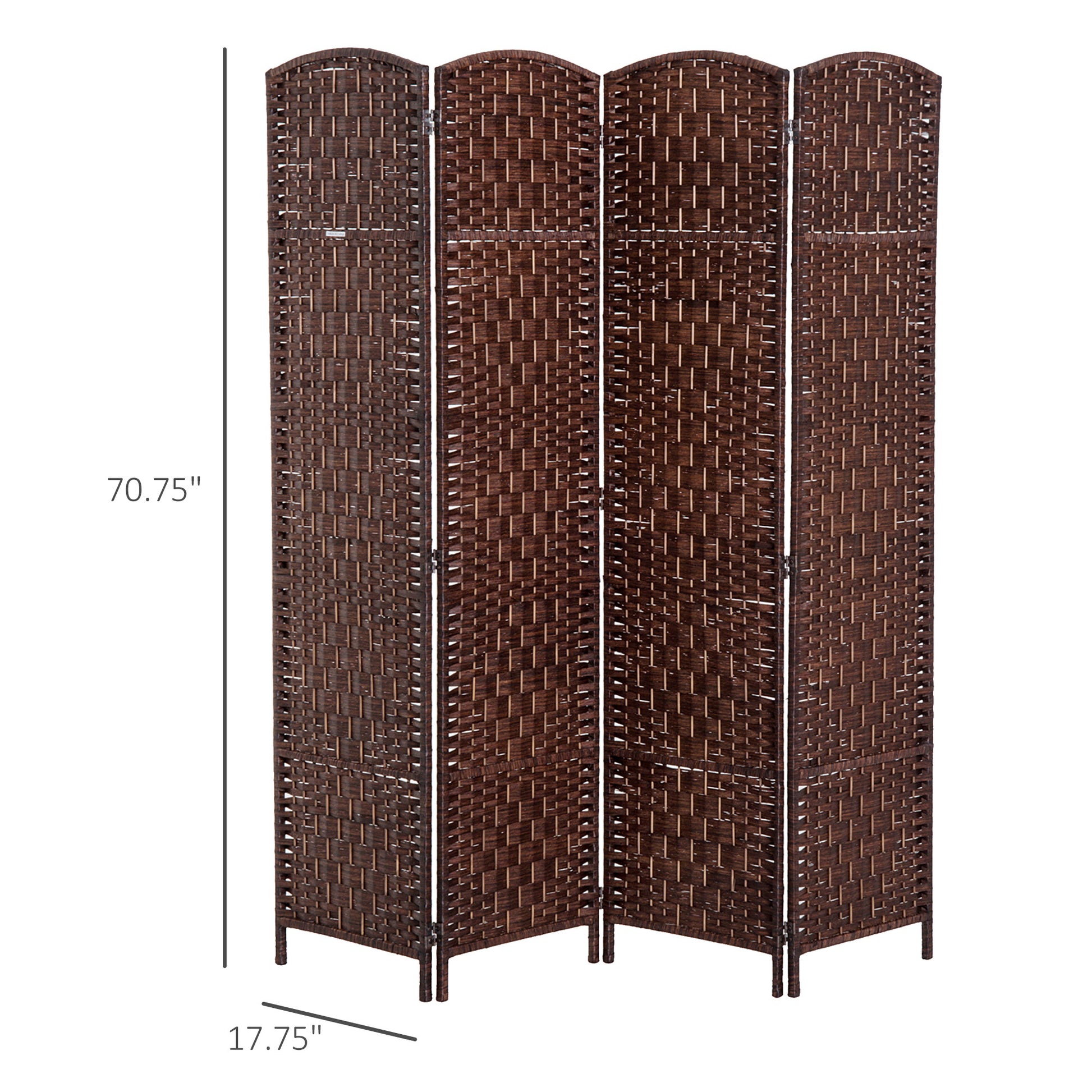 6' Tall Wicker Weave 4 Panel Room Divider Privacy brown-wood