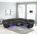 Aviator Modern Style Recliner Sectional Sofa made with gray-faux leather-wood-primary living