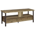 Weathered Pine and Dark Bronze 2 Drawer TV Console brown-primary living space-50-59 inches-60-69