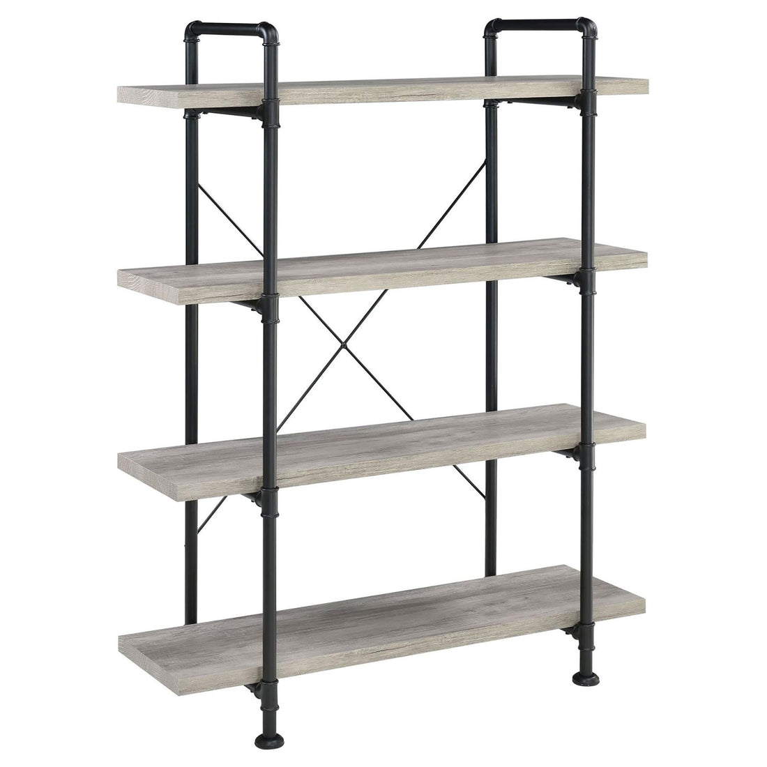 Grey Driftwood and Black 4 Shelf Bookcase