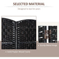 6' Tall Wicker Weave 3 Panel Room Divider Privacy black-wood