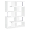 White and Chrome 5 Tier Geometric Bookcase 5-white-geometric-horizontal-office-open