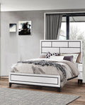 Cotemporary White Finish Queen Size Panel Low profile white-solid wood