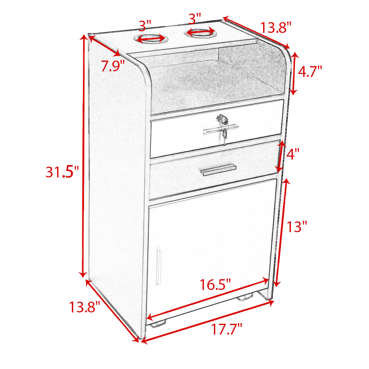 Salon Styling Station with 2 Drawers, 2 Hair Dryer white+black-mdf