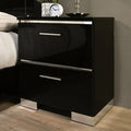 Contemporary 1pc Nightstand Black Color High Gloss black-2 drawers-bedroom-bedside