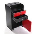 Salon Beauty Cabinet, 3 Layer Rolling Trolley with black+red-mdf