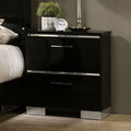 Contemporary 1pc Nightstand Black Color High Gloss black-2 drawers-bedroom-bedside