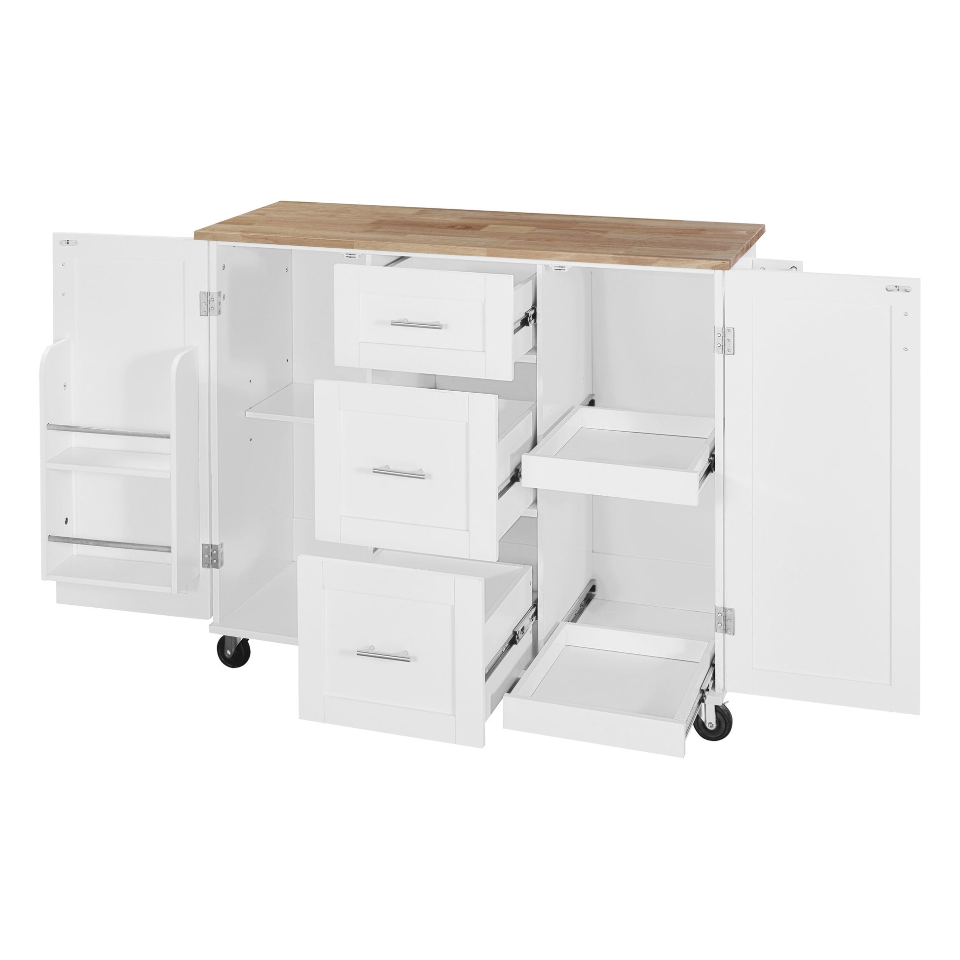 K&K Rolling Kitchen Island with Storage, Kitchen Cart