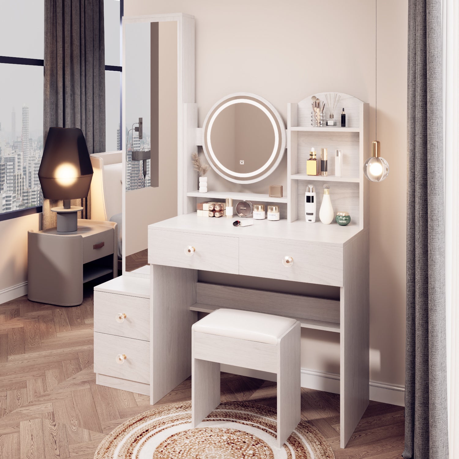 Full Body Mirror Cabinet Round Mirror Led Vanity