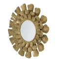 Round Gold Metal Mirror with Trumpet Vine Motif,