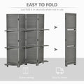 HOMCOM 4 Panel Folding Room Divider, 5.6 Ft gray-wood