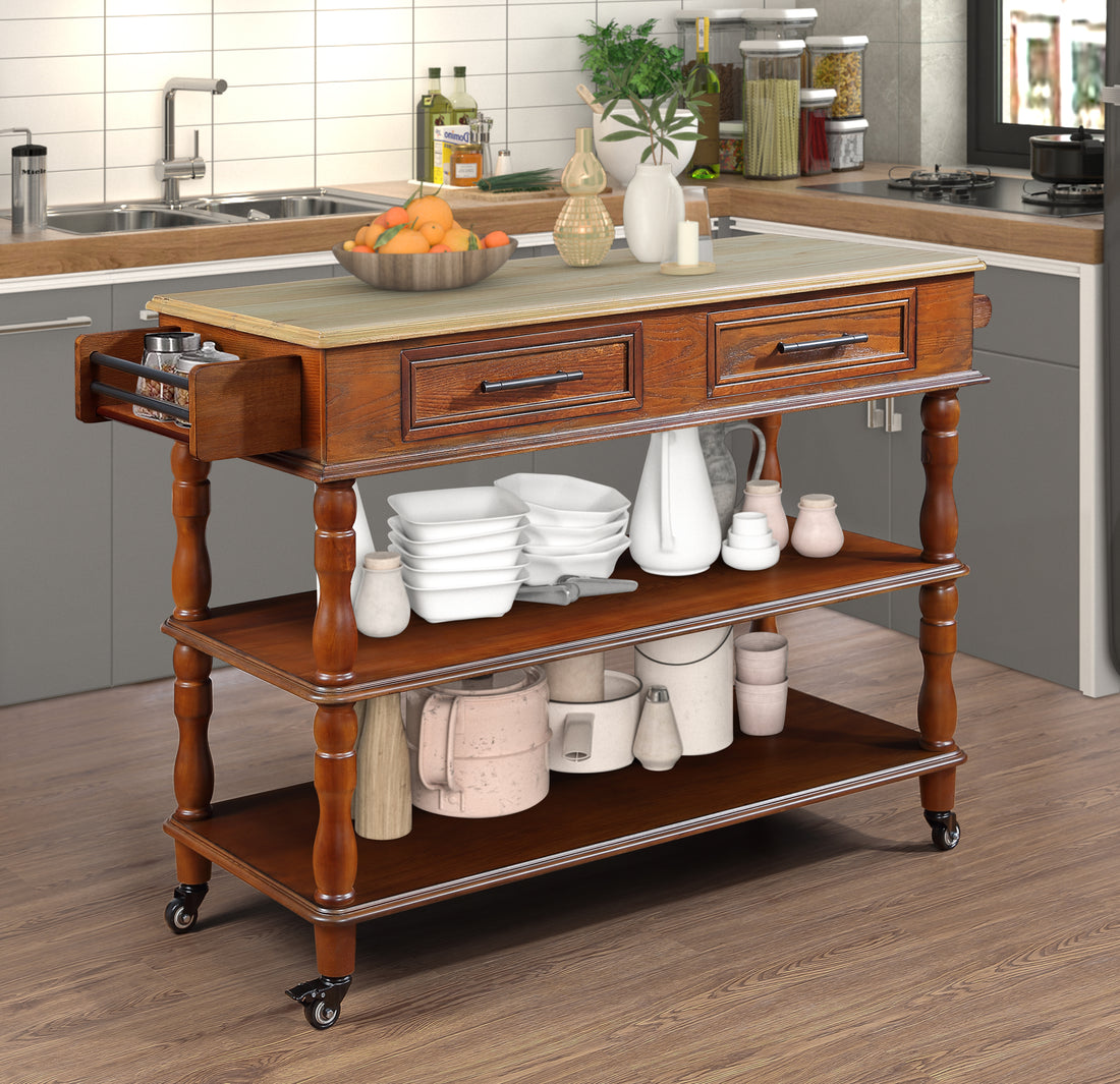 56 Inch Rolling Kitchen Island With