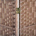 HOMCOM 6' Tall Wicker Weave 4 Panel Room Divider natural-wood