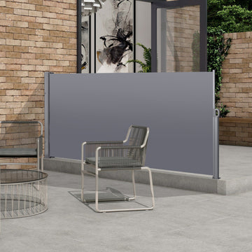 Retractable Side Screen Awning, UV Resistant grey-rectangular-no foundation needed-manual-uv