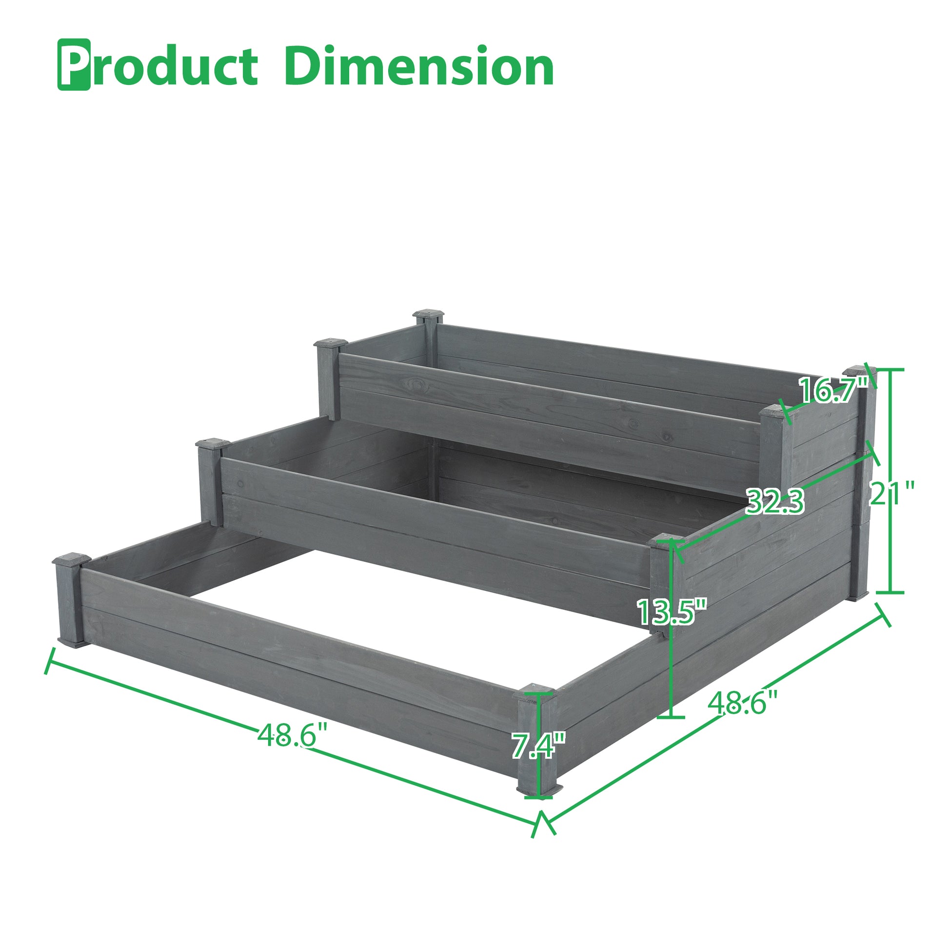 48.6 X 48.6 X 21In Raised Garden Bed Horticulture