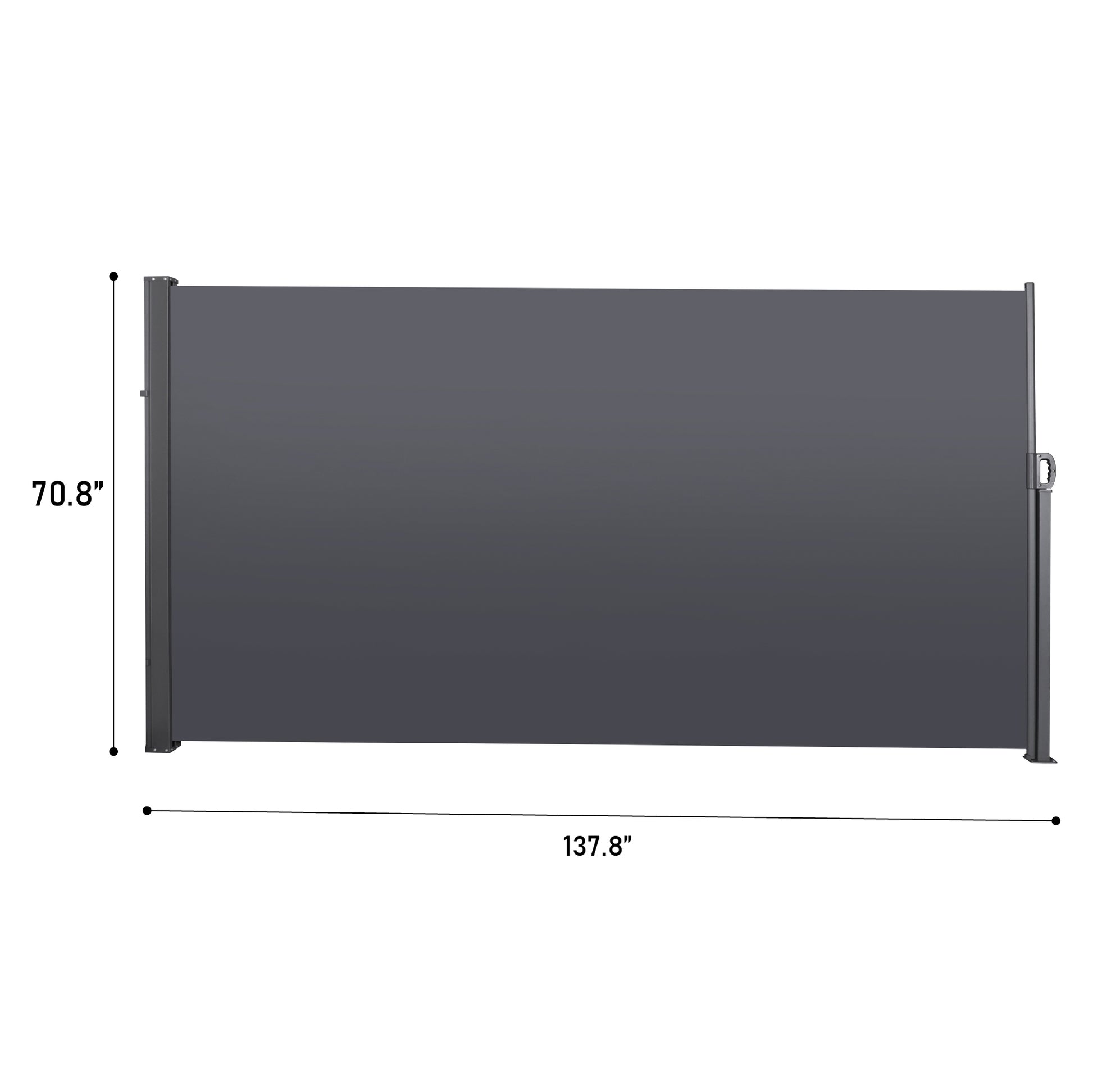 138" x 71''Retractable Side Awning, Waterproof & UV grey-rectangular-no foundation needed-manual-uv